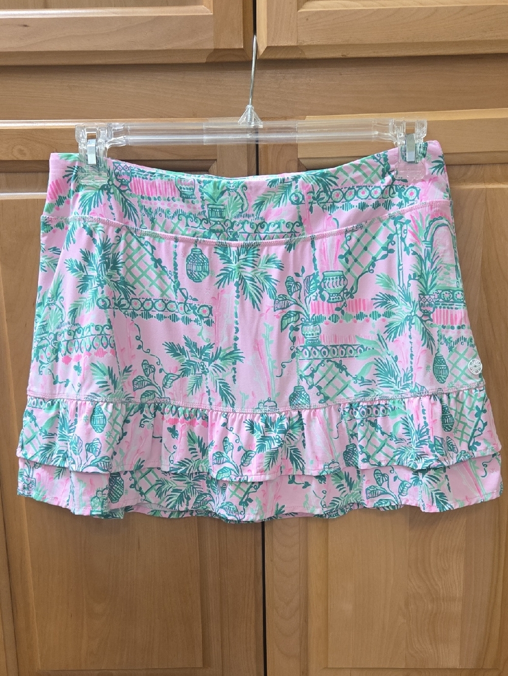 Lilly Pulitzer Luxletic Pink & Green Tropical Ruffle Mini Skort